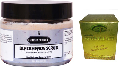 

Sheer Secret Blackheads Scrub 300ml and Pink Root Gold Bleach 50g(Set of 2)