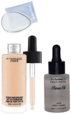 

importedd Silicon puff, Mac Studio Waterweight Foundation and mac Prep + prime Oil Primer(Set of 3)