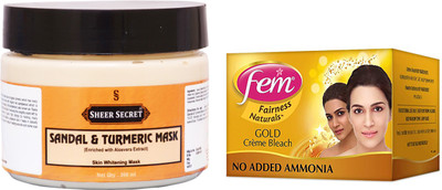 

Sheer Secret Sandal & Turmeric Mask 300ml and Fem Gold Bleach 40g(Set of 2)