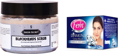 

Sheer Secret Blackheads Scrub 300ml and Fem Diamond Bleach 30g(Set of 2)