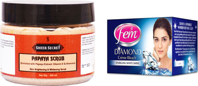 

Sheer Secret Papaya Scrub 300ml 300ml and Fem Diamond Bleach 30g(Set of 2)