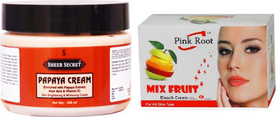 

Sheer Secret Papaya Cream 300ml and Pink Root Mix Fruit Bleach 50g(Set of 2)