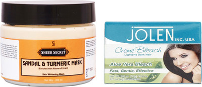 

Sheer Secret Sandal & Turmeric Mask 300ml and Jolen Aloe Vera Bleach 35g(Set of 2)