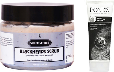 

Sheer Secret Blackheads Scrub 300ml and Pond's Pure White Face Wash 100ml(Set of 2)