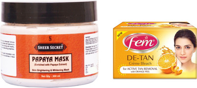 

Sheer Secret Papaya Mask 300ml and Fem De-Tan Bleach 30g(Set of 2)