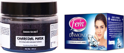 

Sheer Secret Charcoal Mask 300ml and Fem Diamond Bleach 30g(Set of 2)