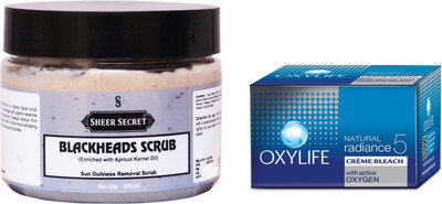 

Sheer Secret Blackheads Scrub 300ml and Oxylife Bleach 27g(Set of 2)
