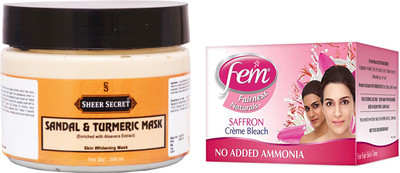 

Sheer Secret Sandal & Turmeric Mask 300ml and Fem Saffron Bleach 64g(Set of 2)