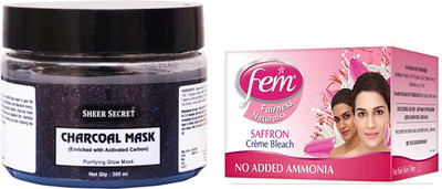 

Sheer Secret Charcoal Mask 300ml and Fem Saffron Bleach 64g(Set of 2)