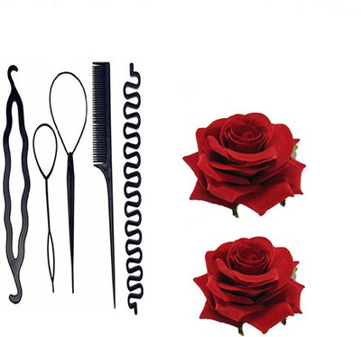 

S R Enterprises hair fashion rose clips for hair and diy kit tools juda maker [pack of 6pcs](Set of 6)
