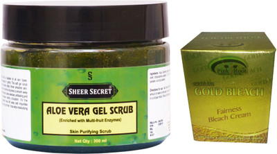 

Sheer Secret Aloe Vera Scrub 300ml and Pink Root Gold Bleach 50g(Set of 2)