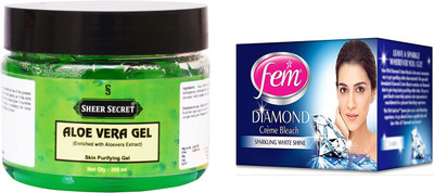 

Sheer Secret Aloe Vera Gel 300ml and Fem Diamond Bleach 30g(Set of 2)
