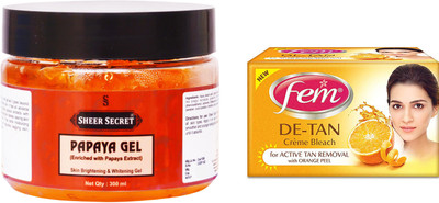 Sheer Secret Papaya Gel 300ml and Fem De-Tan Bleach 30g(Set of 2)