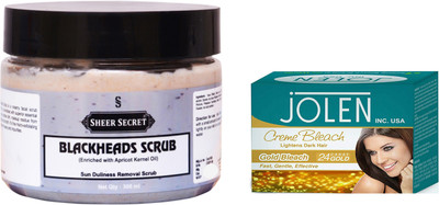 

Sheer Secret Blackheads Scrub 300ml and Jolen Gold Bleach 35g(Set of 2)