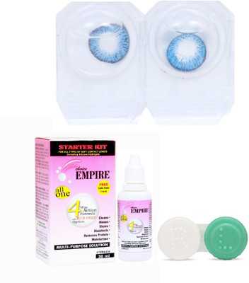 

Choice Empire Deep Blue Colored Contact Lens 1 Pair with case and solution (0 Power) Monthly Contact Lens(0, Deep Blue, Pack of 3)