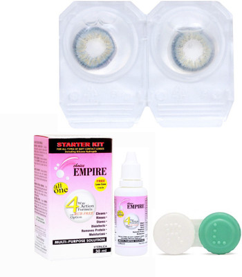 

Choice Empire Grey Colored Contact Lens 1 Pair with case and solution (0 Power) Monthly Contact Lens(0, Grey, Pack of 3)
