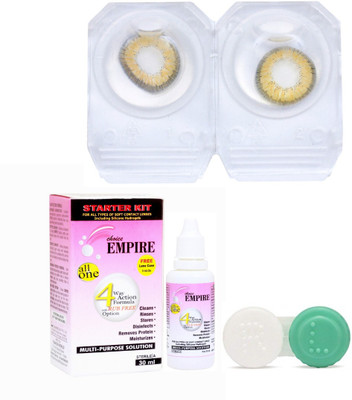 

Choice Empire Hazel Colored Contact Lens 1 Pair with case and solution (0 Power) Monthly Contact Lens(0, Hazel, Pack of 3)