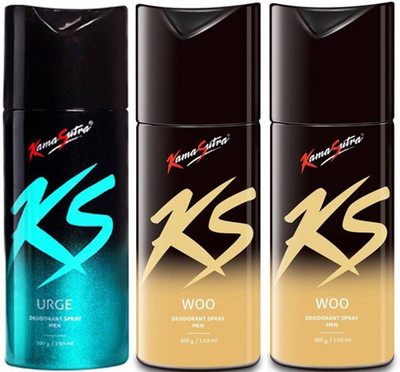 

KamaSutra Urge Woo Woo Body Spray - For Men(450 ml, Pack of 3)