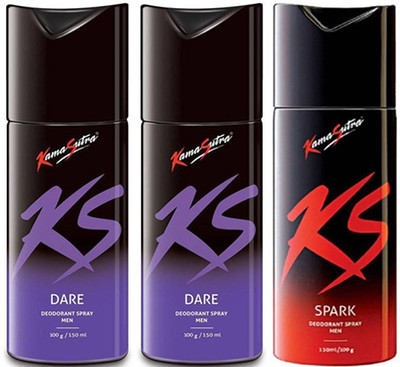 

KamaSutra Dare Dare Spark Body Spray - For Men(450 ml, Pack of 3)