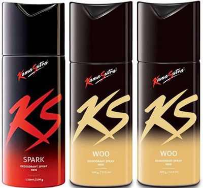 

KamaSutra Spark Woo Woo Body Spray - For Men(450 ml, Pack of 3)