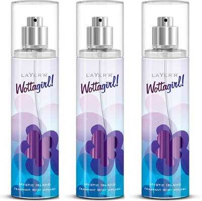 

Layer'r Shot Layer'r Wottagirl Mystic Island Perfume Body Spray - For Girls(405 ml, Pack of 3)