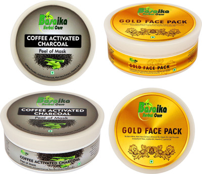 

Basaika Herbal Care Combo Face Pack 270 gms (Gold face Pack &Coffee activated Charcoal peel of mask)(300 g)