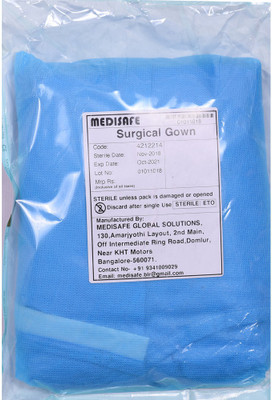 

Medisafe Disposable Non Woven Surgical Gown (Medium) Gown Hospital Scrub(Blue M)