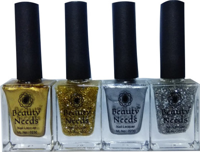 

beauty needs BNC-NP003,NP004,NP032,NP033 Golden, Silver, Golden Glitter, Silver Glitter(Pack of 4)