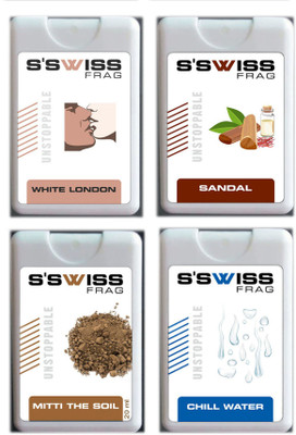 

s'swiss Combo of CHILL WATER, MITTI, SANDAL, WHITE LONDON Unisex Pocket Perfume - 80 ml(For Men & Women)