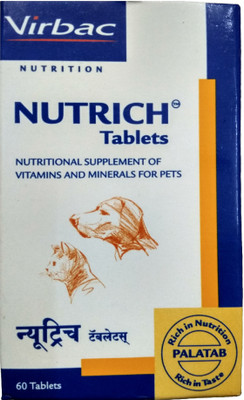 

virbac VB226 , NUTRICH 60 Tablets , Nutritional supplement of vitamins and minerals for maintain fertility and maintain fertility in breeding dogs , healthy growth in pups , appetite and general health , maintain healthy skin and coat , vitamin , nutritio