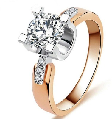 Deevam Stainless Steel Swarovski Crystal Gold Plated Ring