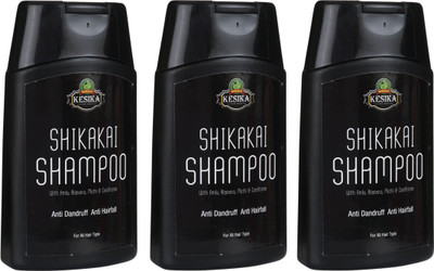 

Kesika Anti Hairfall Anti Dandruff Shikakai Herbal Shampoo with with Amla Methi & Vitamin E - Pack of 3 (3 x 200 ML)(300 ml)