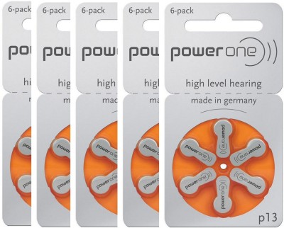 Power one P13 Hearing Aid Batteries 1.45V 5 patta (30 battery) Button Cells Stethoscope Case(Silver)