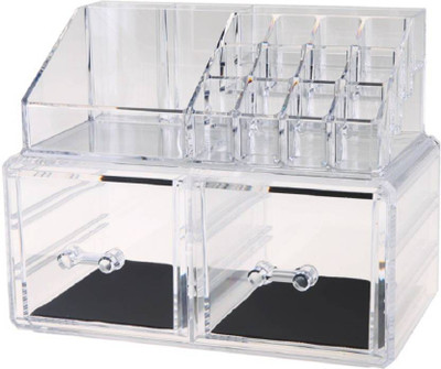 

SMARTGURU Acrylic Cosmetic Makeup & Jewellery Organizer Display Case with 2 Drawers (Clear Transparent Acrylic Cosmetic box, Model-MD-2) Vanity Box(White)