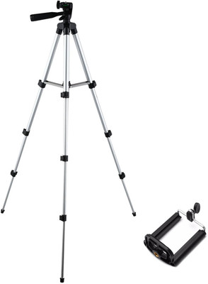

WEBSTER Tripod-3110 Portable Adjustable Aluminium High Quality Lightweight Camera Stand With Three-Dimensional Head & Quick Release Plate For Video Cameras and mobile holder for mobile Tripod(Silver, Black, Supports Up to 1500 g)
