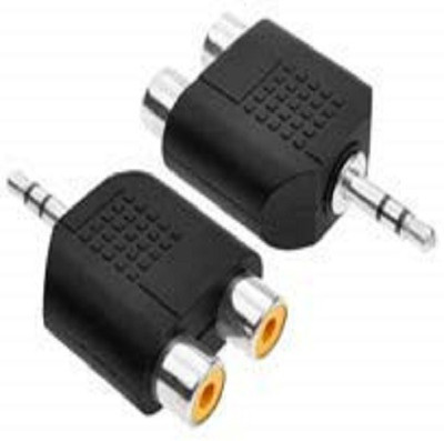

Intel TV-out Cable Male Stereo Jack to Double RCA Female Video Audio Y Type Splitter Adapter Connector(Pack of 2)(Black, For TV)