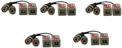 

LipiWorld TV-out Cable (Pack-5) Video Balun AHD CVI TVI Coax to UTP Cat6 Connector CCTV BNC(Black, For Camera)