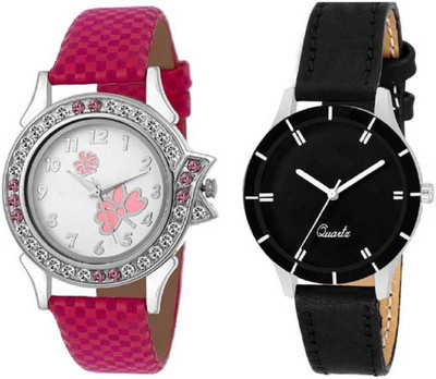 Locate Latest attractive and trending Pink butterfly Velvet Leather Combo Watch - For Women Analog Watch - For Women