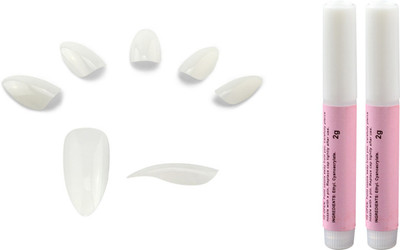 

TBUY Almond Shaped False Nails 120 Pcs & Nail Glue (2 x 2g) Nail Art Natural(Pack of 120)
