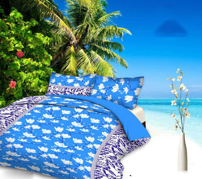 SHIV TEXTILE 144 TC Polycotton Double 3D Printed Flat Bedsheet(Pack of 1, Multicolor)