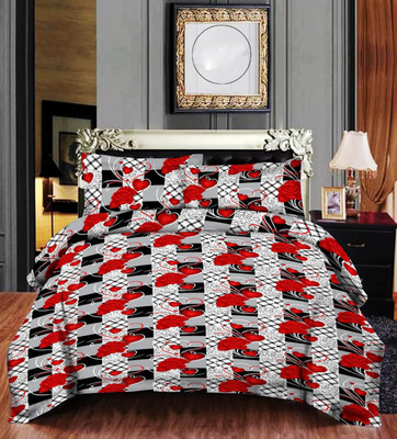 SHIV TEXTILE 144 TC Polycotton Double 3D Printed Flat Bedsheet(Pack of 1, Multicolor)