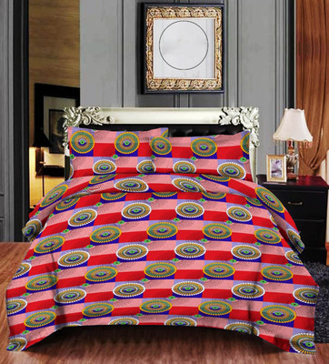 SHIV TEXTILE 144 TC Polycotton Double 3D Printed Flat Bedsheet(Pack of 1, Multicolor)