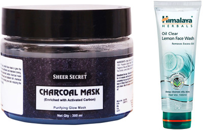 

Sheer Secret Charcoal Mask 300ml and Oil Clear Lemon Face Wash 100ml(Set of 2)