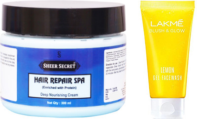 

Sheer Secret Hair Repair Spa 300ml and Blush & Glow Lemon Gel Face Wash 100ml(Set of 2)