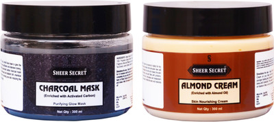 Sheer Secret CHARCOAL MASK 300ML and ALMOND CREAM 300ML(2 Items in the set)