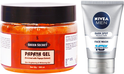 

Sheer Secret Papaya Gel 300ml and Nivea Men Dark Spot Reduction Face Wash 100ml(Set of 2)