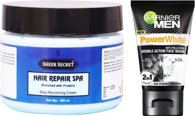 

Sheer Secret Hair Repair Spa 300ml and Garnier Men Double Action Face Wash 100ml(Set of 2)