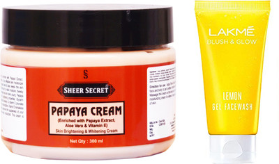 Sheer Secret Papaya Cream 300ml and Blush & Glow Lemon Gel Face Wash 100ml(Set of 2)