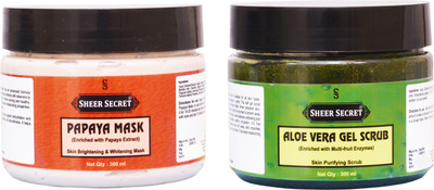 

SHEER SECRET PAPAYA MASK 300ML and ALOE VERA GEL SCRUB 300ML(Set of 2)