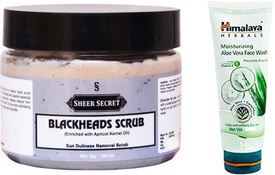 

Sheer Secret Blackheads Scrub 300ml and Himalaya Aloe Vera Face Wash 100ml(Set of 2)